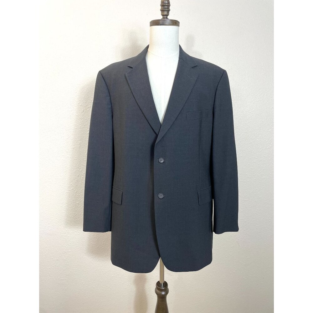 Brooks Stretch Classic Fit Blazer Jacket Mens 46L Wool Dark Gray 2 Button